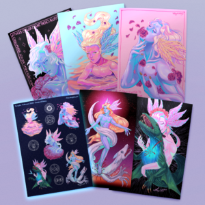 Sticker Sheet and Print Set Angelic Seraphic Fantasy by Magnta