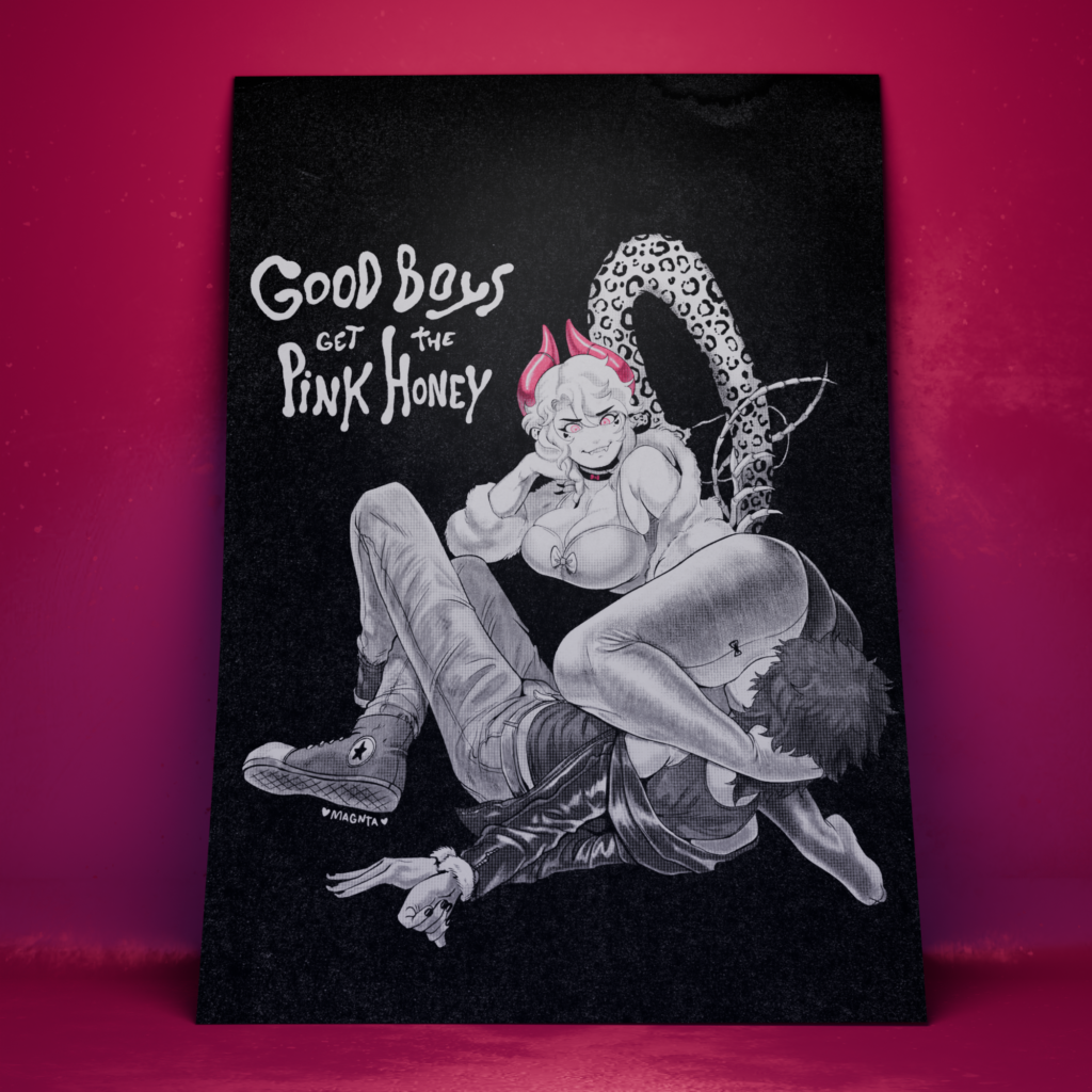 Good Boys get the Pink Honey - Dark Fantasy Illustration Featuring Powerplay and Punk-Inspired Artwork