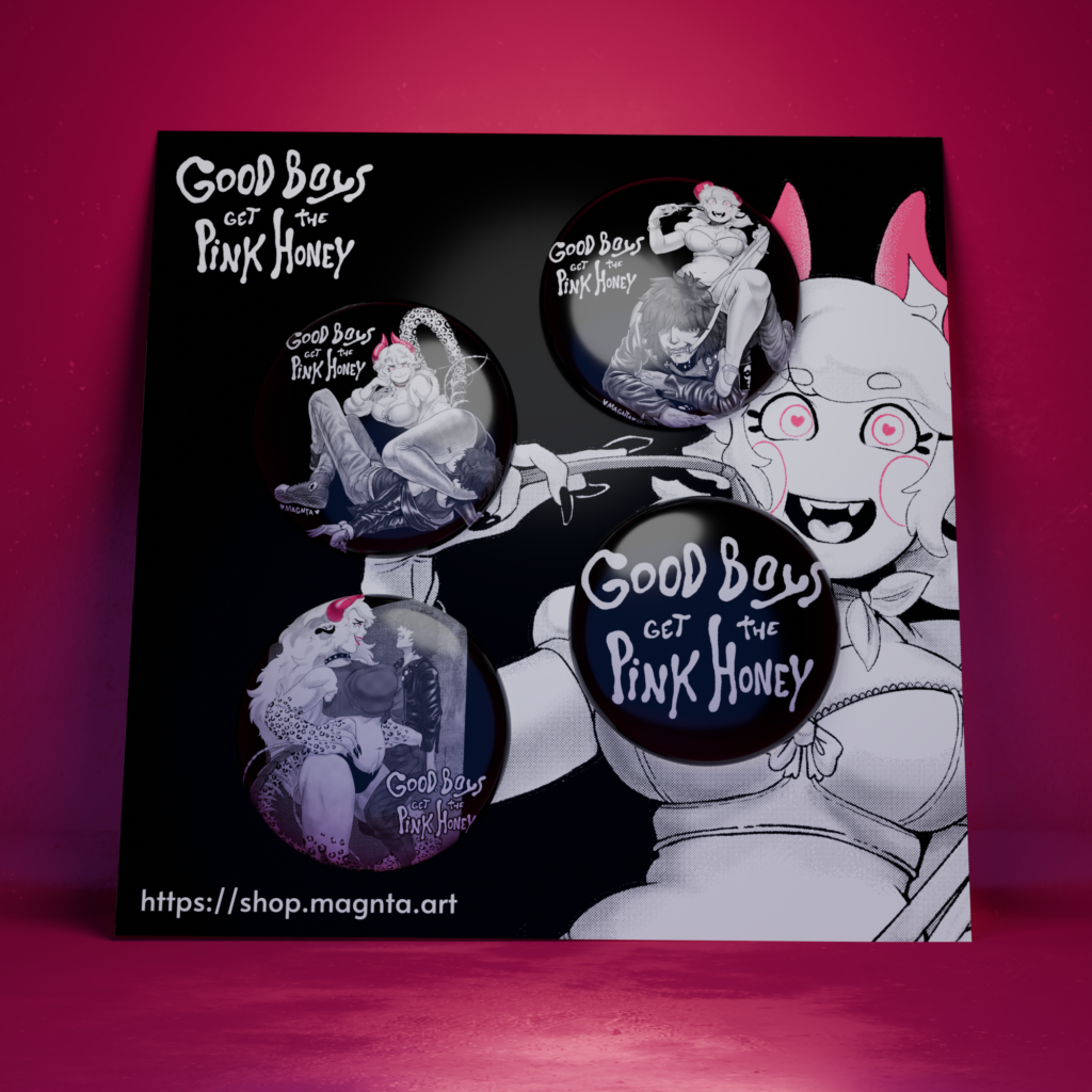 Good Boys get the Pink Honey - Punk Fantasy Erotic Demon Girl Button Pins – Alternative Gothic Accessories