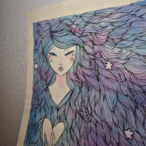 Watercolor Painting :: Galaxy Hair