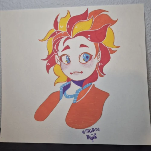 Acrylic pen Sketch :: Firehead