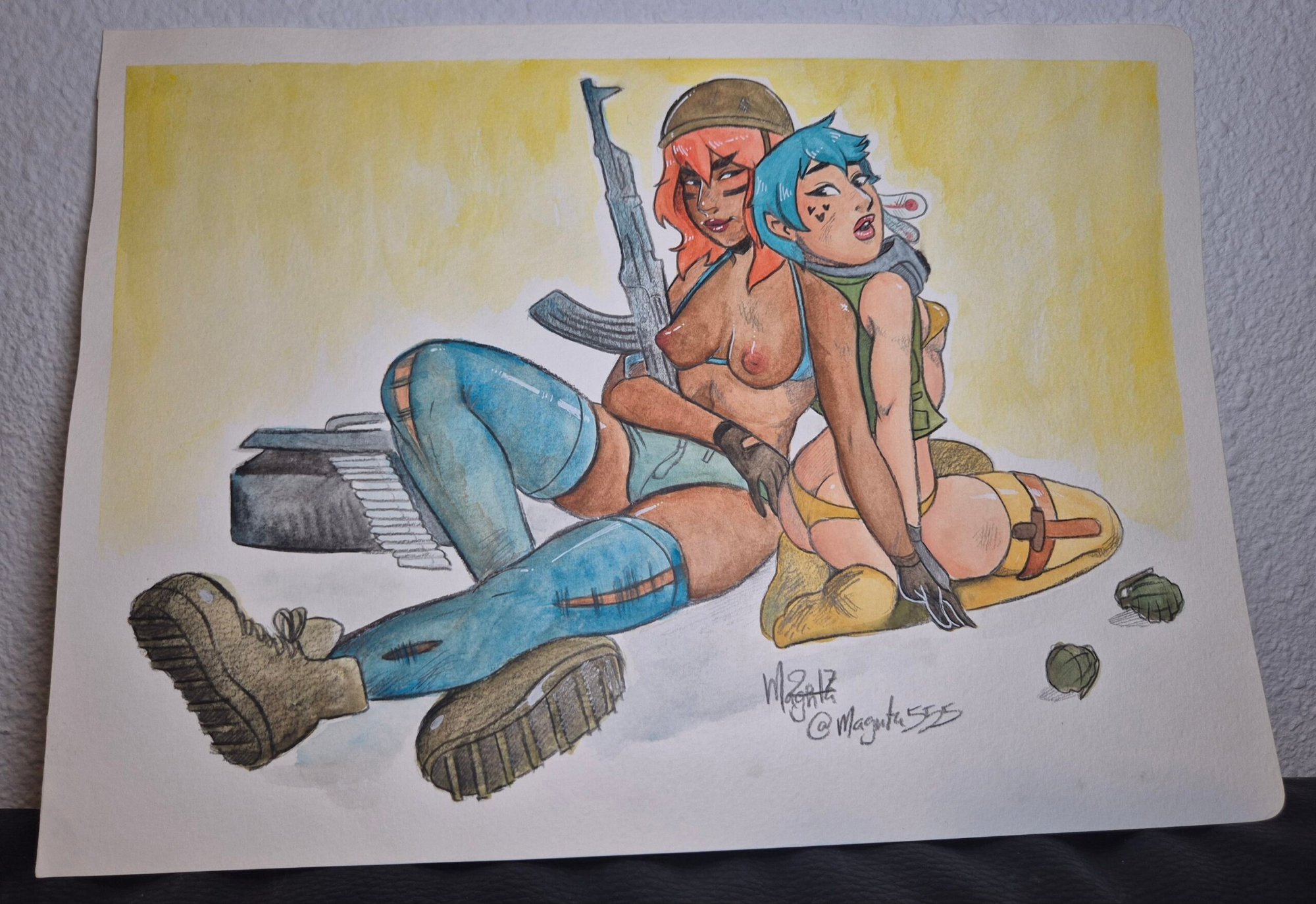 Watercolor Painting :: Soldiers Resting - Image 2