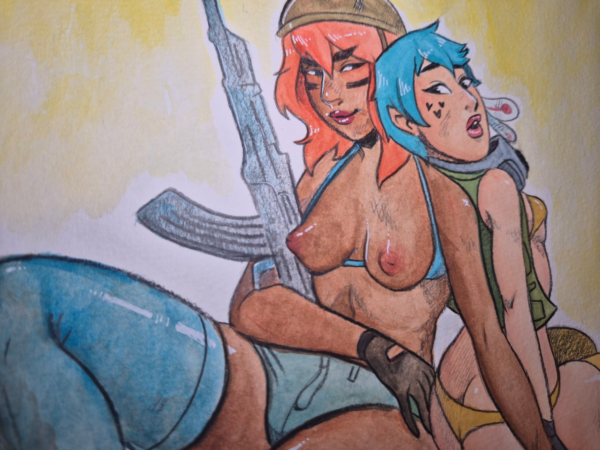 Watercolor Painting :: Soldiers Resting - Image 4