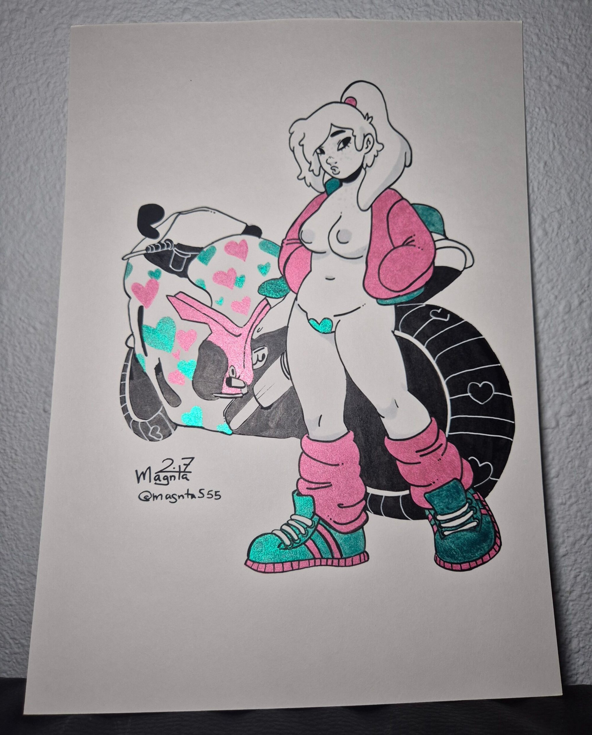 Mixed media drawing :: Biker Girl #3 - Image 2