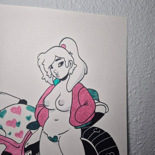 Mixed media drawing :: Biker Girl #3