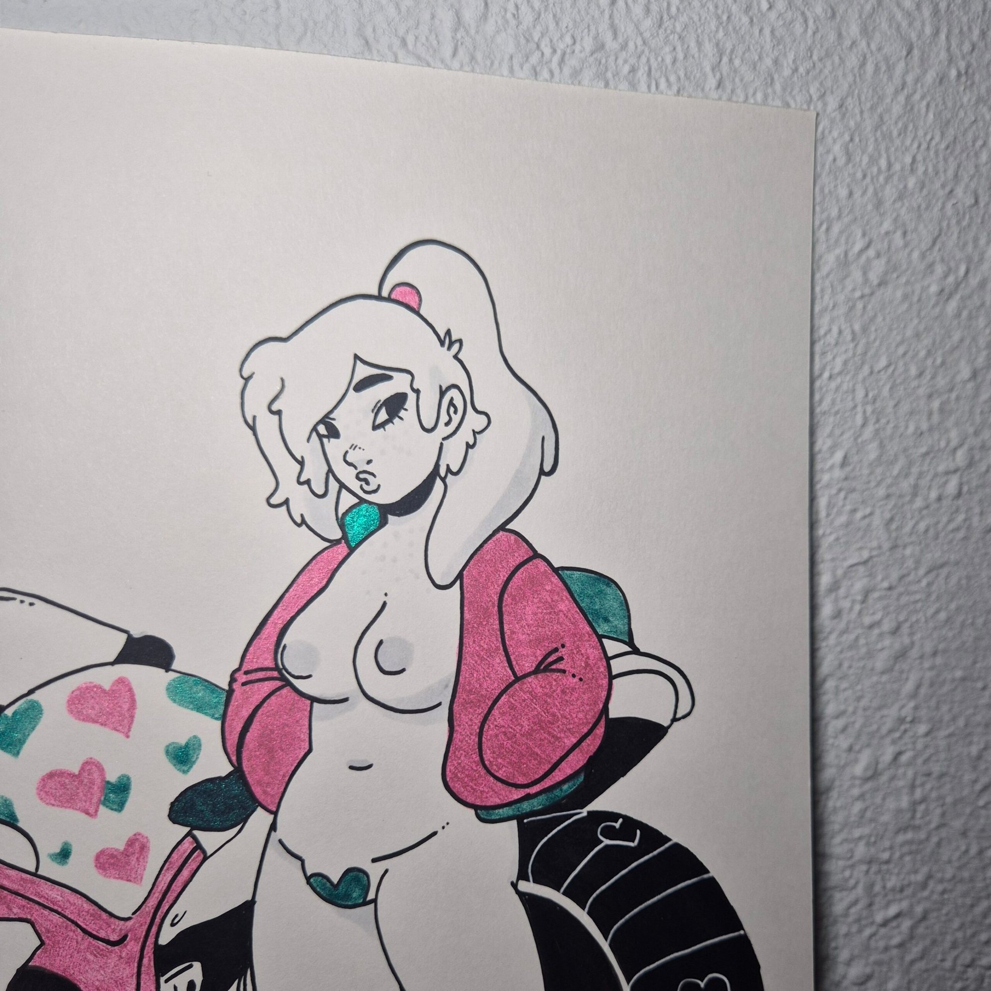 Mixed media drawing :: Biker Girl #3