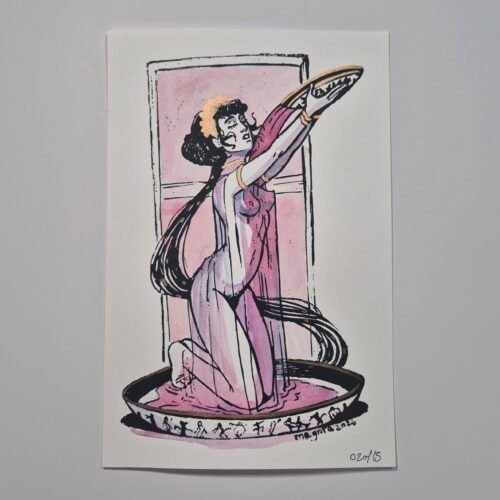 Screenprint + Watercolor Drawing :: Mysteries Libation