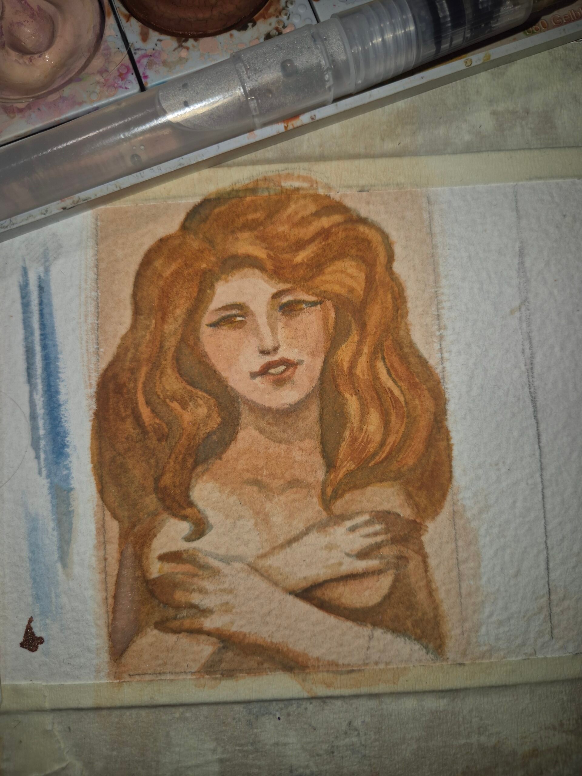Watercolor ACEO Original Art :: Aphrodite - Image 7