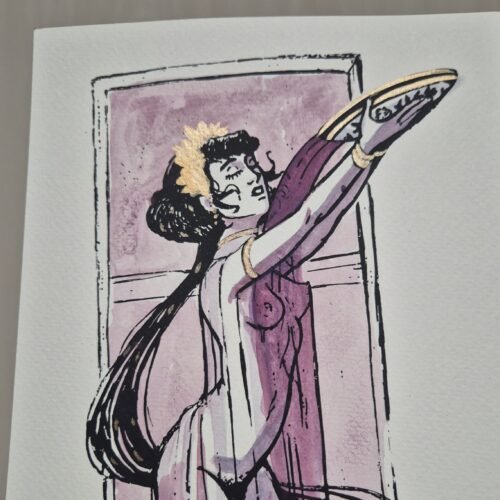 Screenprint + Watercolor Drawing :: Mysteries Libation