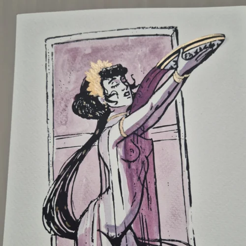 Screenprint + Watercolor Drawing :: Mysteries Libation