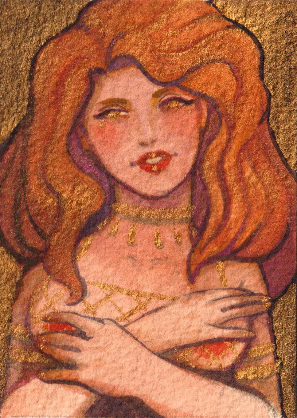 Watercolor ACEO Original Art :: Aphrodite - Image 3