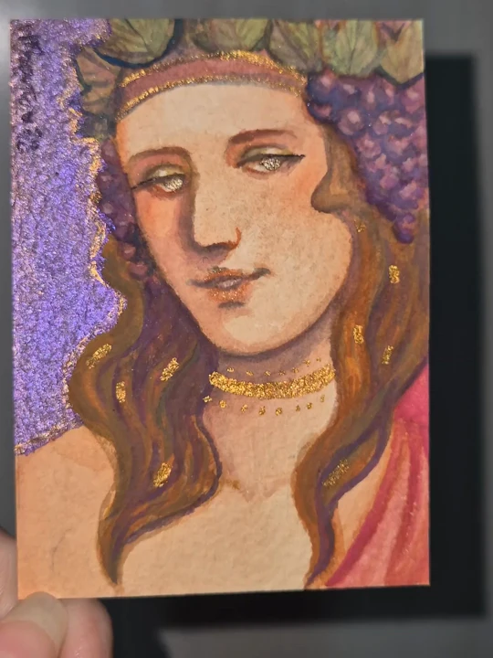 Watercolor ACEO Original Art :: Dionysus - Image 2