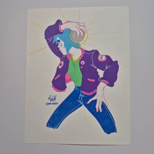 Acrylic pens Painting :: 2D holding a ball