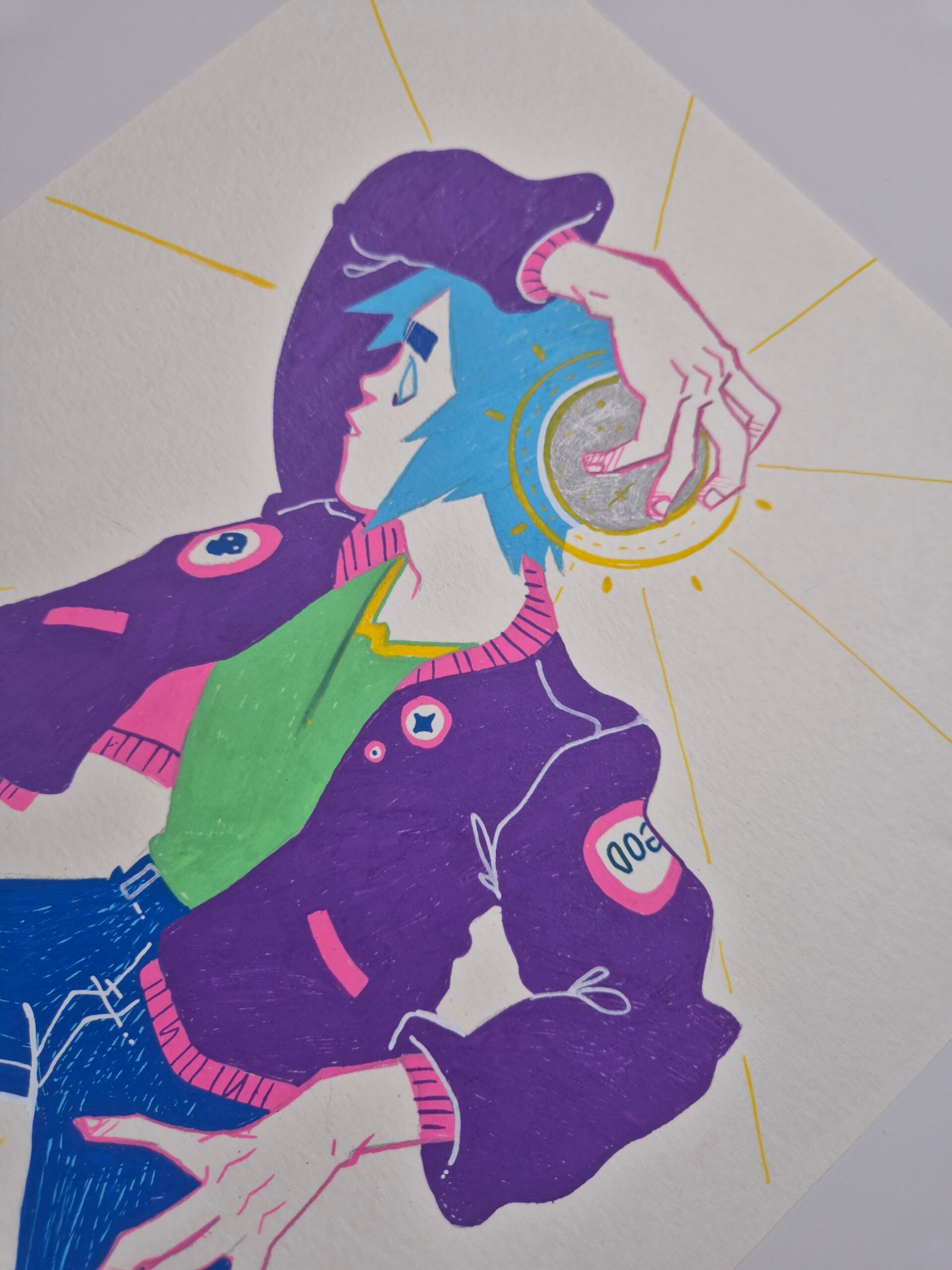 Acrylic pens Painting :: 2D holding a ball - Image 2