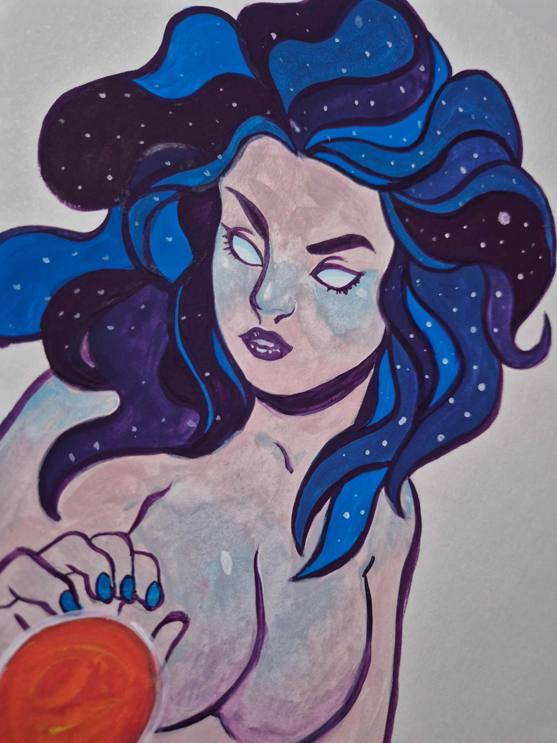 Gouache Painting :: Nebula Woman - Image 2