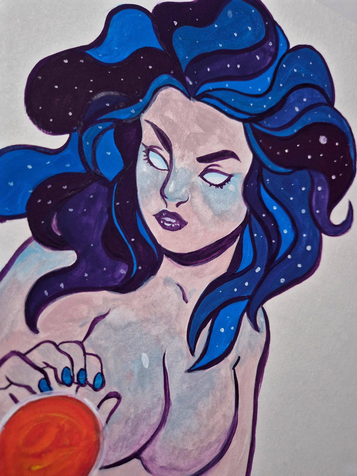 Gouache Painting :: Nebula Woman - Image 3