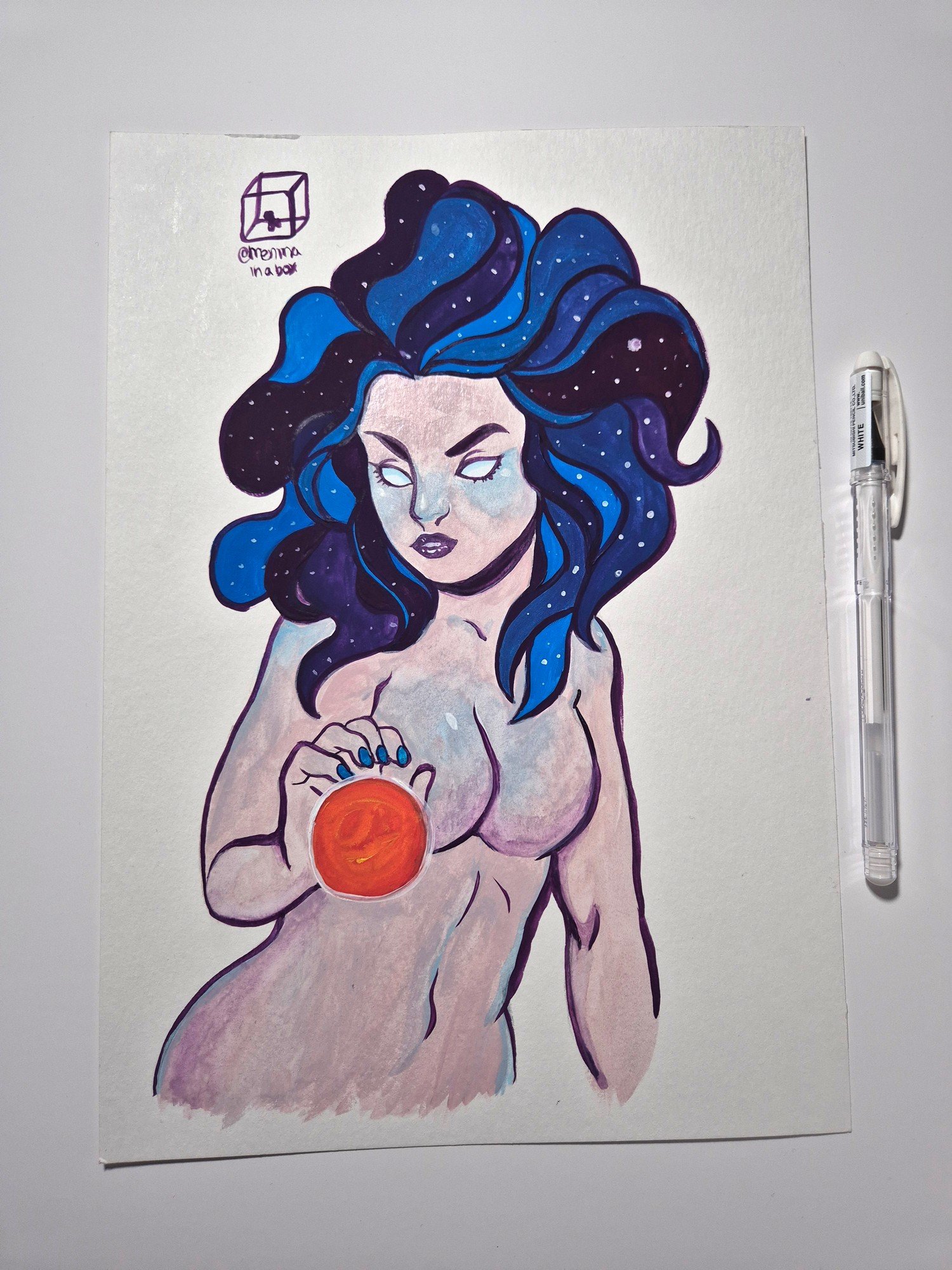 Gouache Painting :: Nebula Woman - Image 4