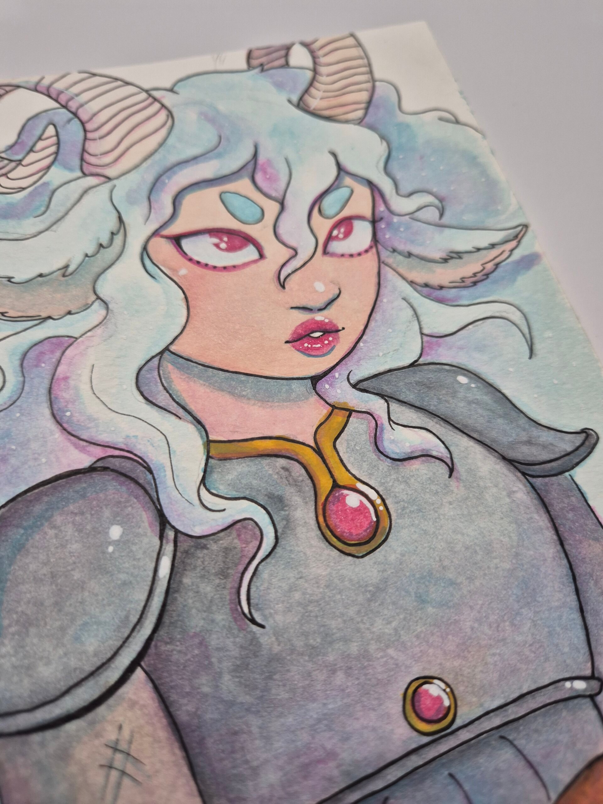 Watercolor Sketch :: White Sheep - Image 2