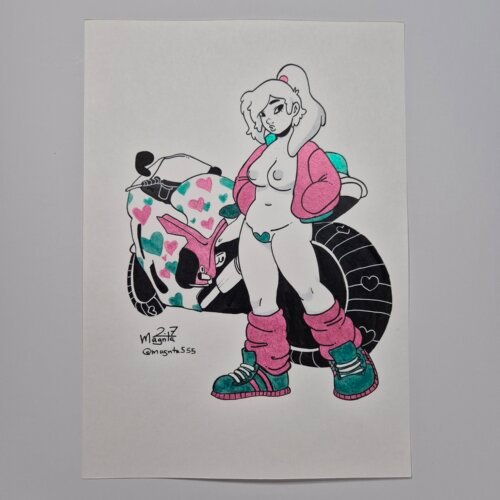 Mixed media drawing :: Biker Girl #3