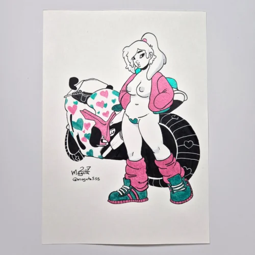 Mixed media drawing :: Biker Girl #3