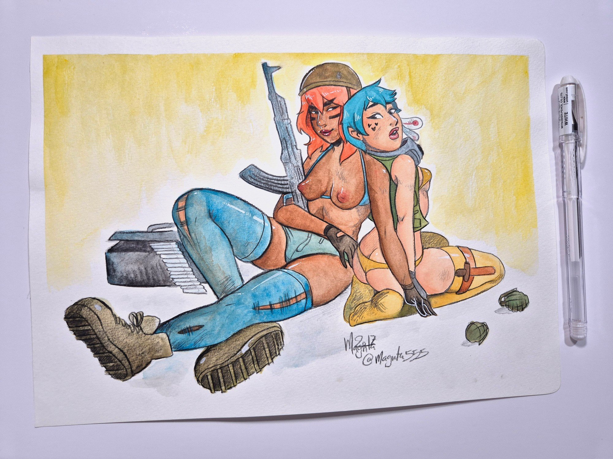 Watercolor Painting :: Soldiers Resting - Image 4