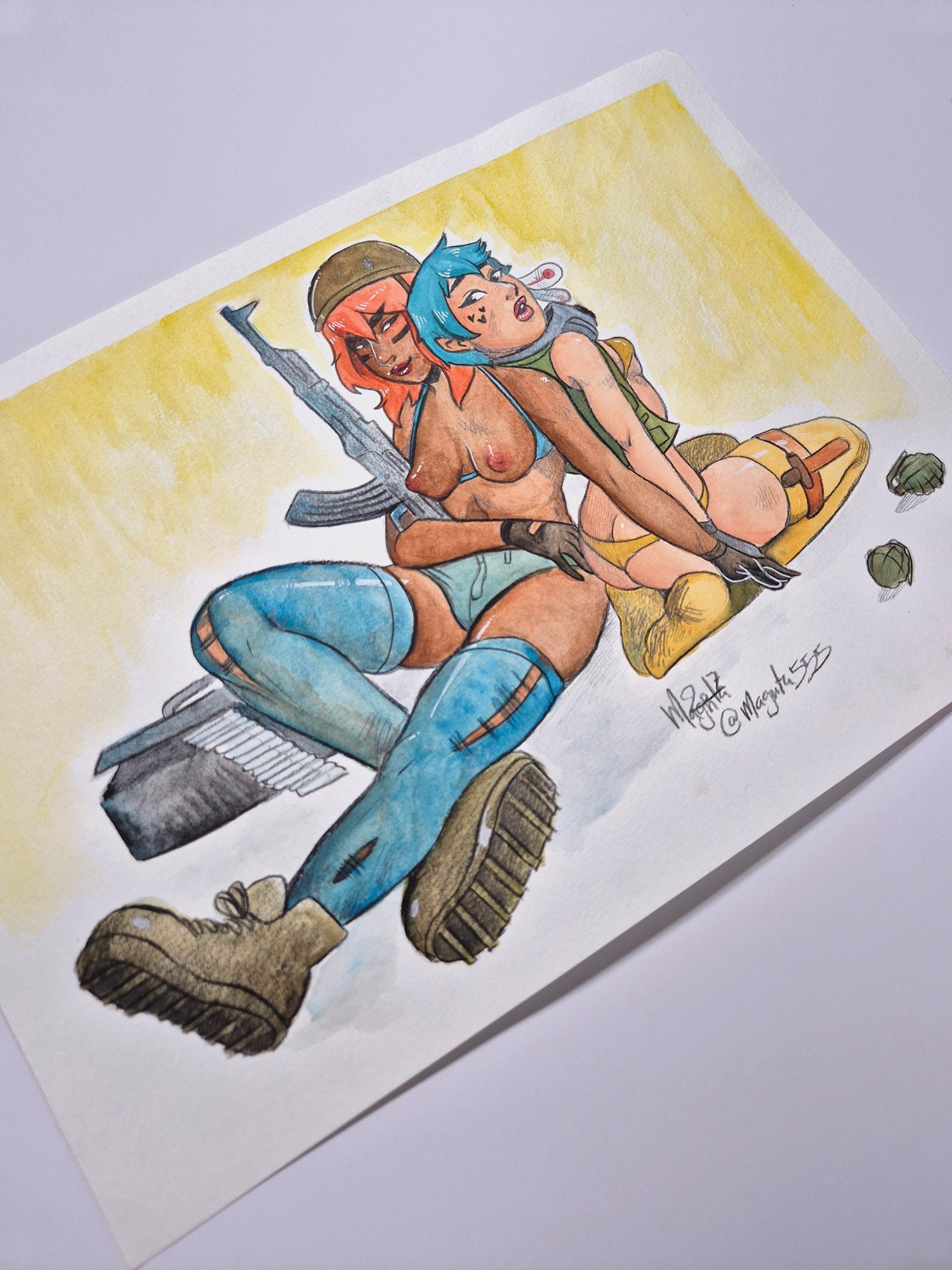 Watercolor Painting :: Soldiers Resting - Image 3