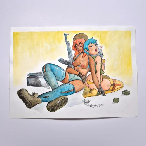 Watercolor Painting :: Soldiers Resting
