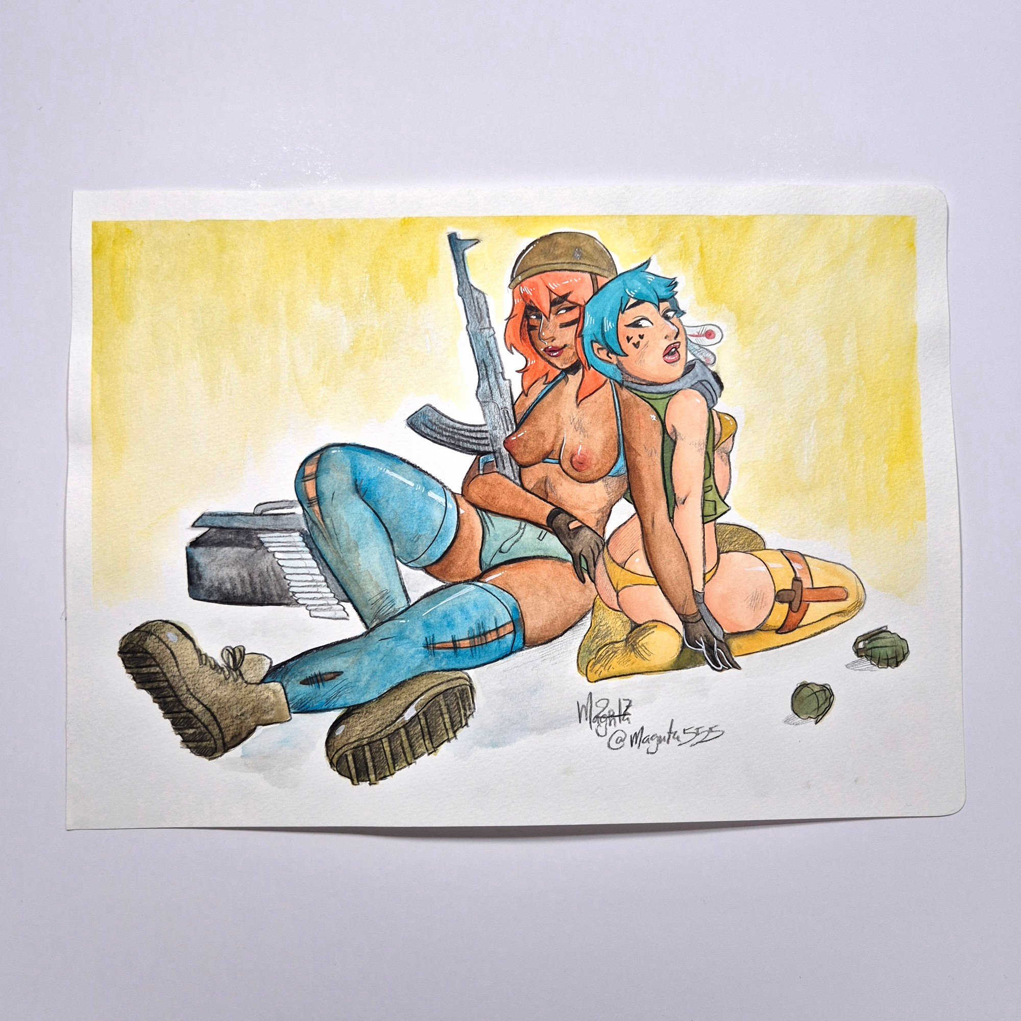 Watercolor Painting :: Soldiers Resting